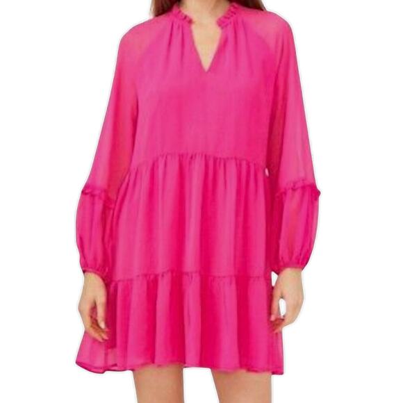 Vince Camuto Dresses & Skirts - VINCE CAMUTO Dress 3 Teir Lightweigt Mini Pink Bright Womens Size Medium